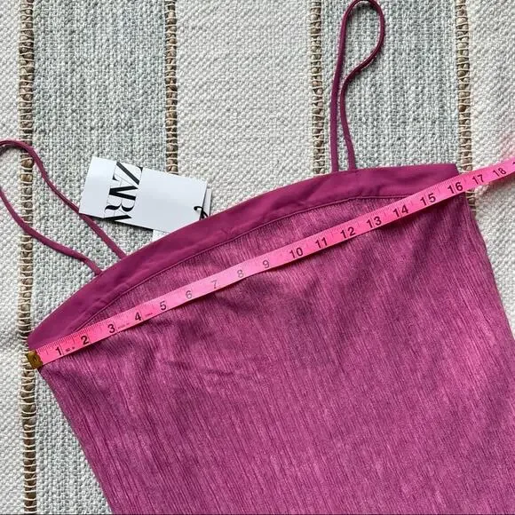 ZARA Pink Pleated Long Side Slits Sleeveless Tunic Top Women’s Size Medium NWT - Picture 8 of 12